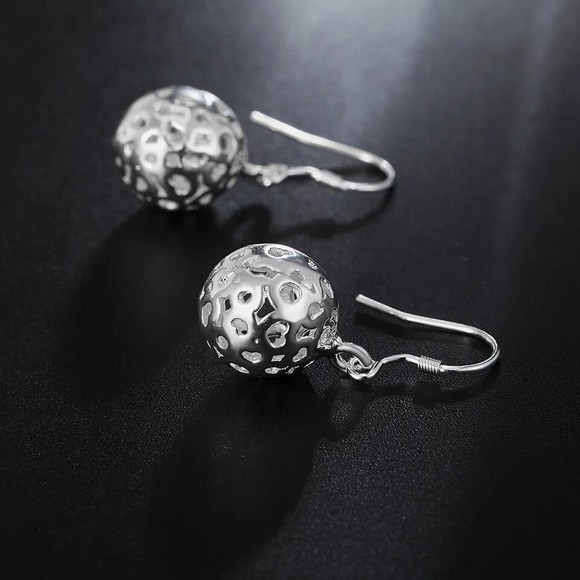 925 Sterling Silver classic fine ball earrings for Women Luxury Fashion … - Picture 5 of 6